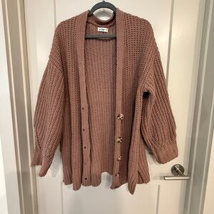Oversized Chunky Knit Cozy Cardigan - Tan/Coffee